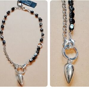 Sno of Sweden Sherry Black Faux Pearl Pendant Necklace / Black Beaded Necklace